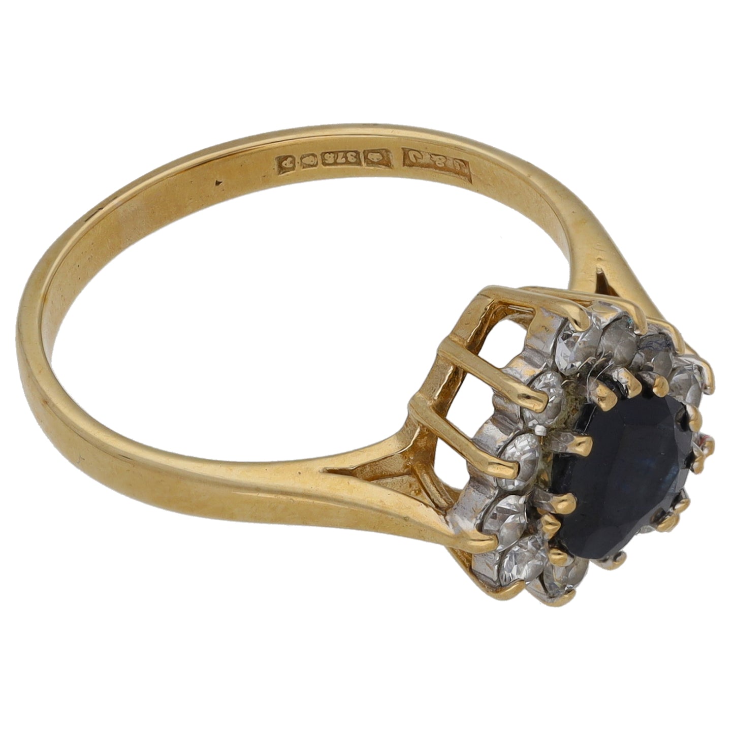 9ct Gold Sapphire & Cubic Zirconia Dress/Cocktail Ring Size O