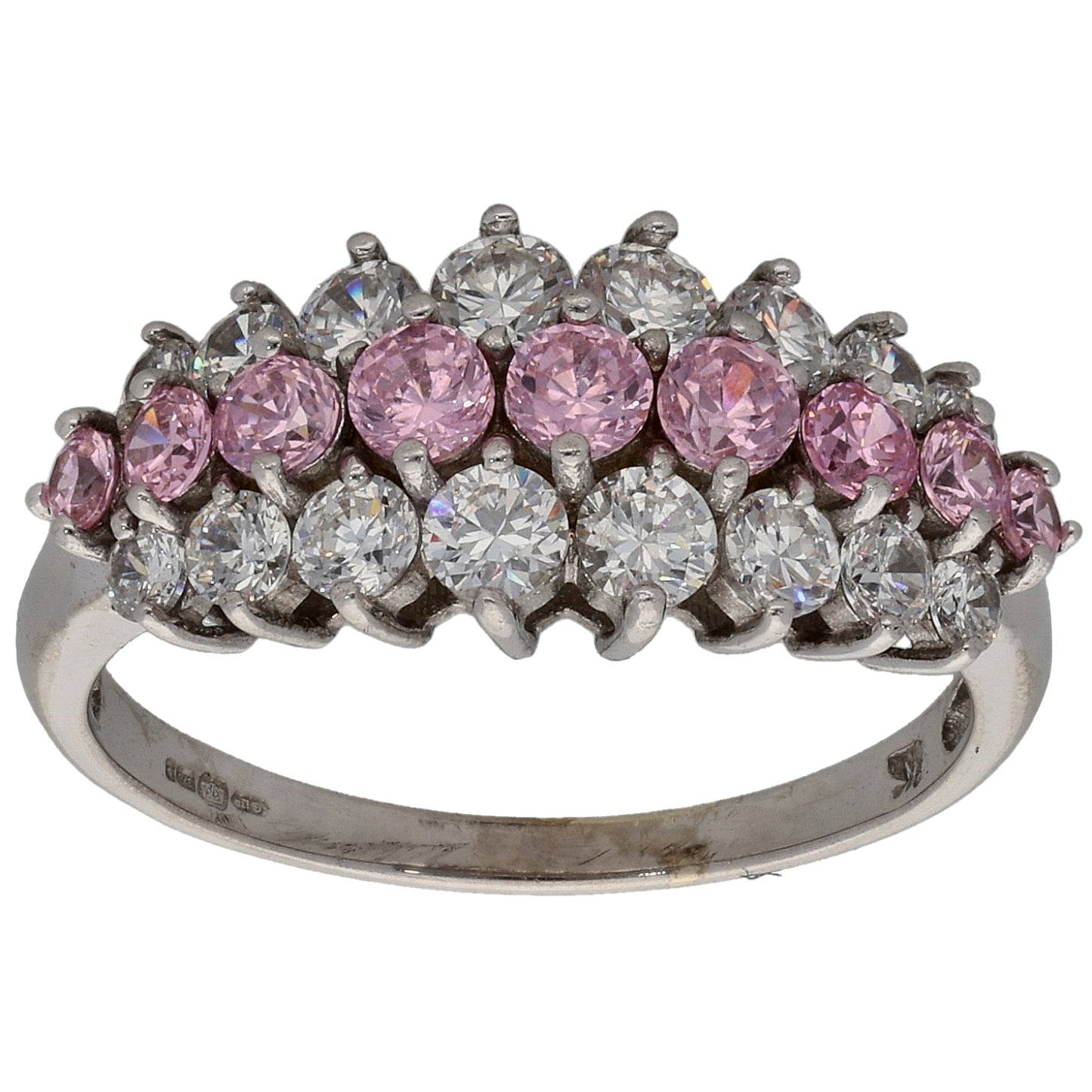 9ct White Gold Cubic Zirconia Dress/Cocktail Ring Size M