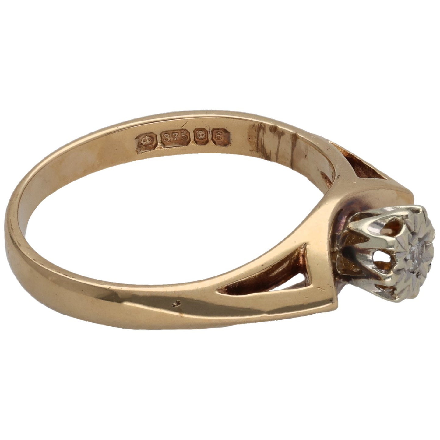9ct Gold 0.02ct Diamond Solitaire Ring Size M