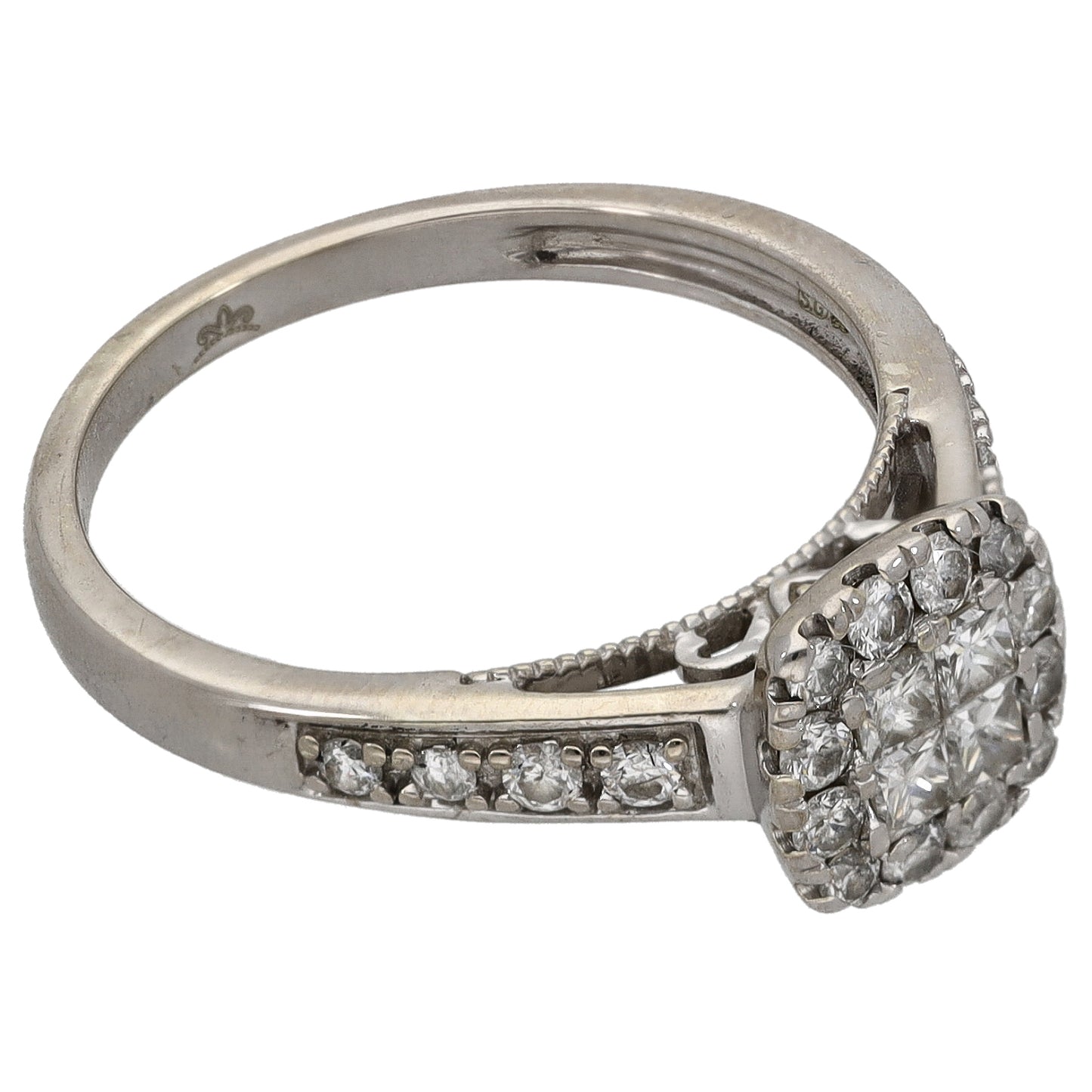9ct White Gold 0.66ct Diamond Dress/Cocktail Ring Size O
