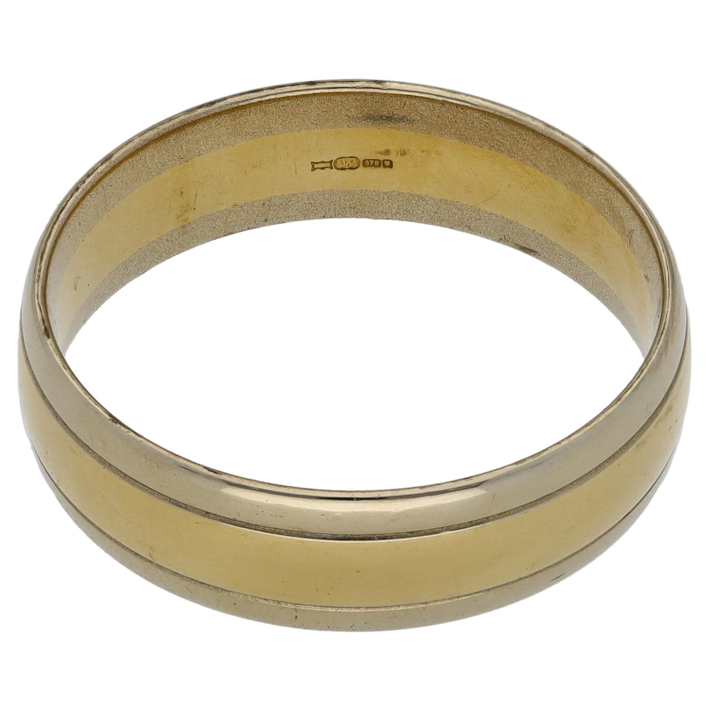 9ct Bicolour Gold Patterned Wedding Ring Size S