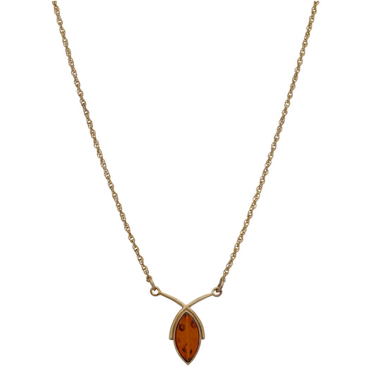 9ct Gold Amber Fancy Necklace 16"