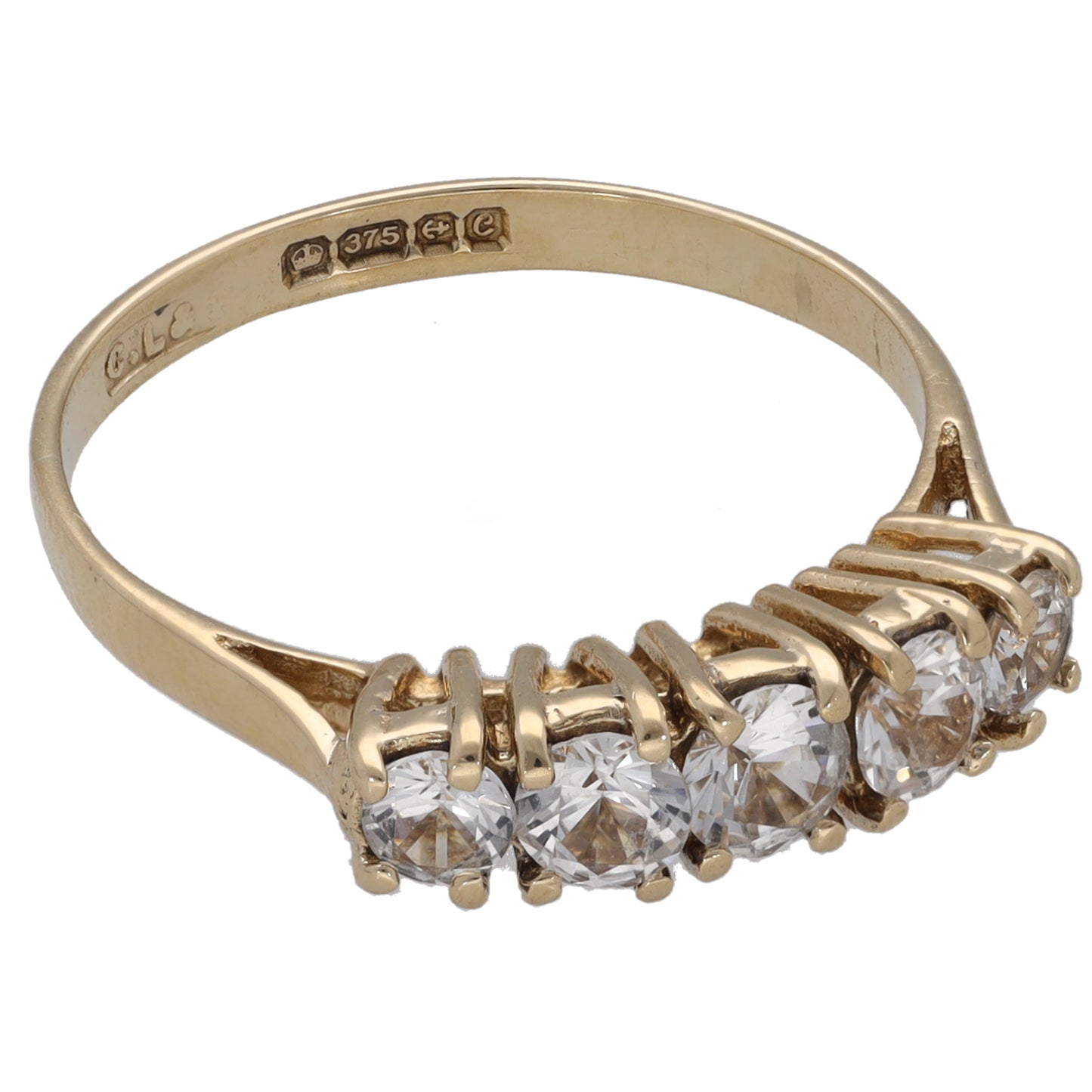 9ct Gold Cubic Zirconia Half Eternity Ring Size O