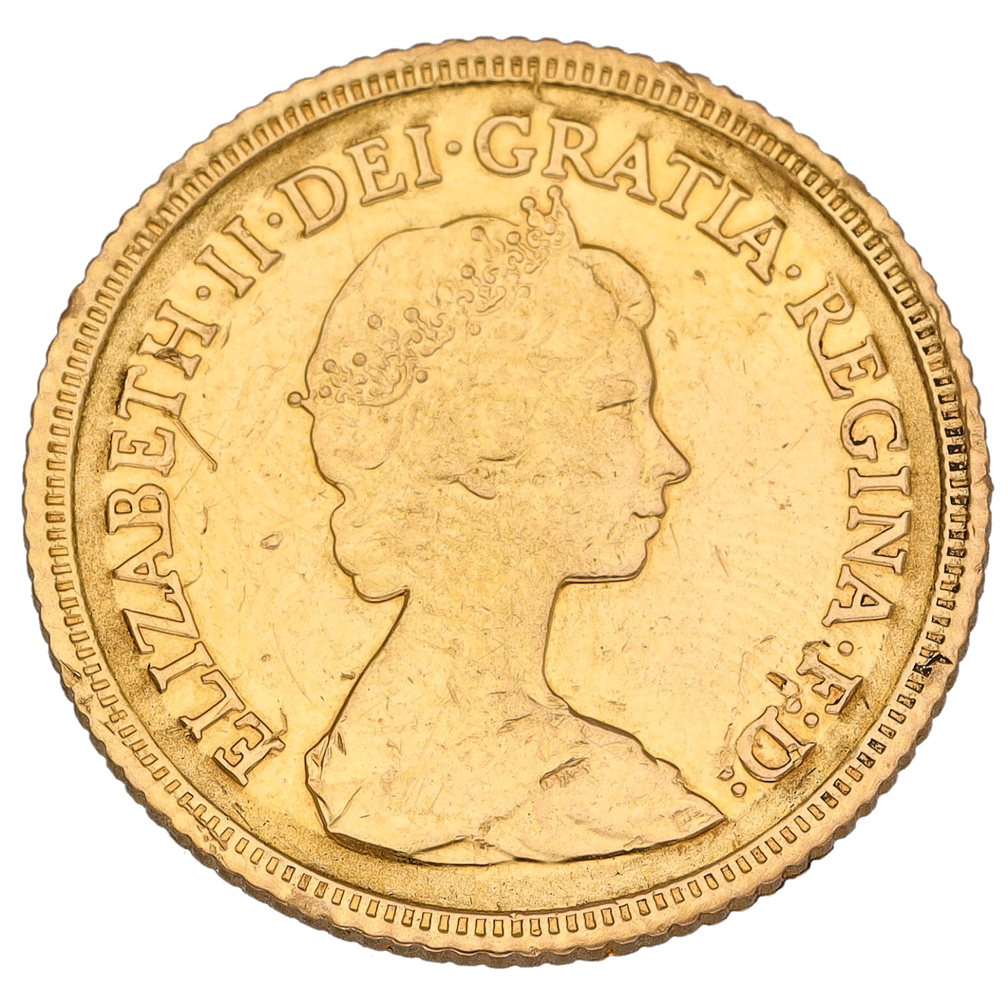 22ct Gold Queen Elizabeth II Half Sovereign Coin 1982