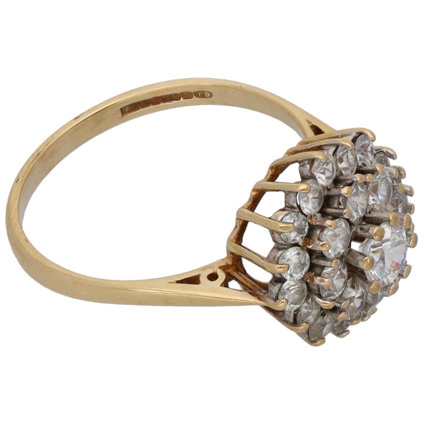 9ct Gold Cubic Zirconia Cluster Ring Size N