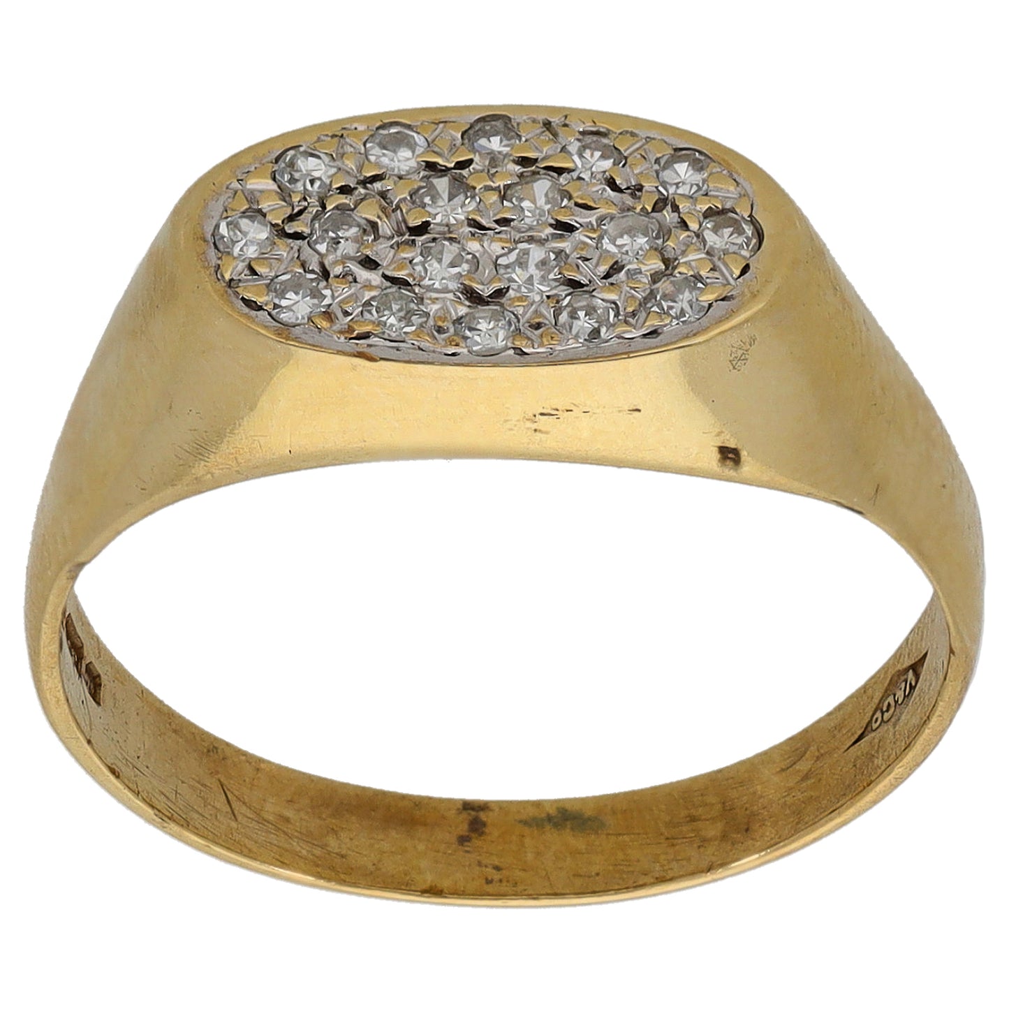 9ct Gold 0.09ct Diamond Signet Ring Size P