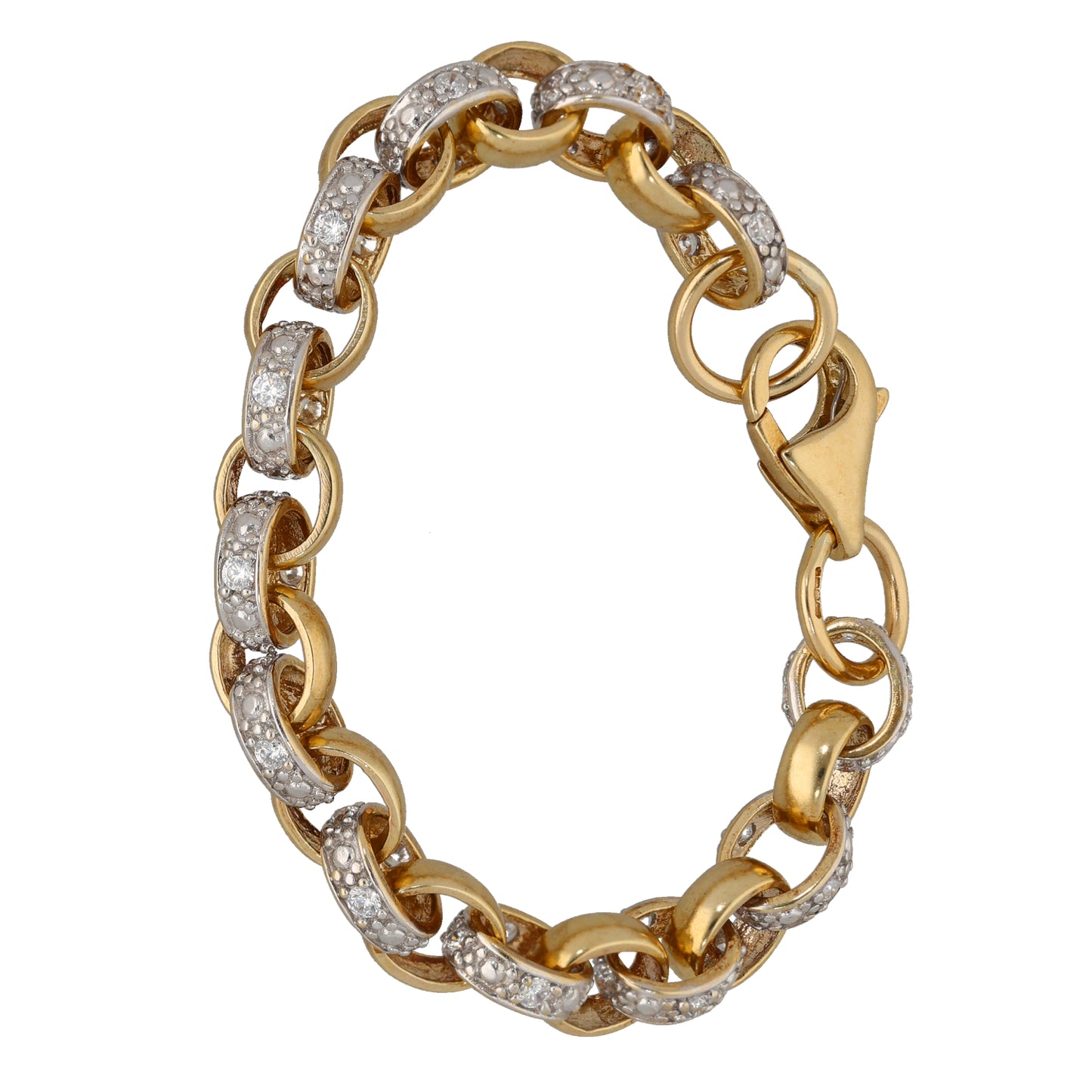 9ct Bicolour Gold Cubic Zirconia Belcher Bracelet