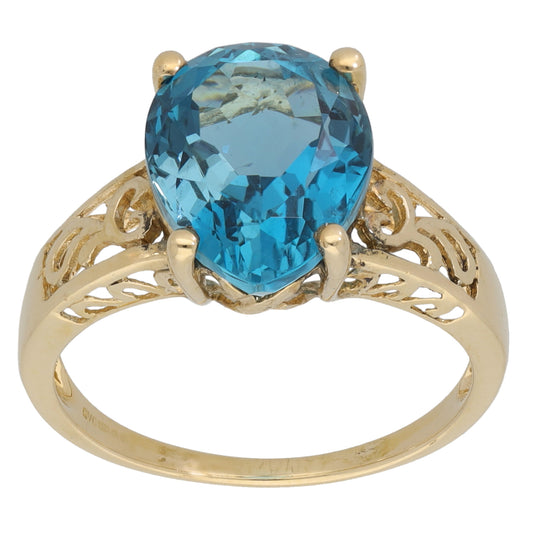 9ct Gold Topaz Single Stone Ring Size Q