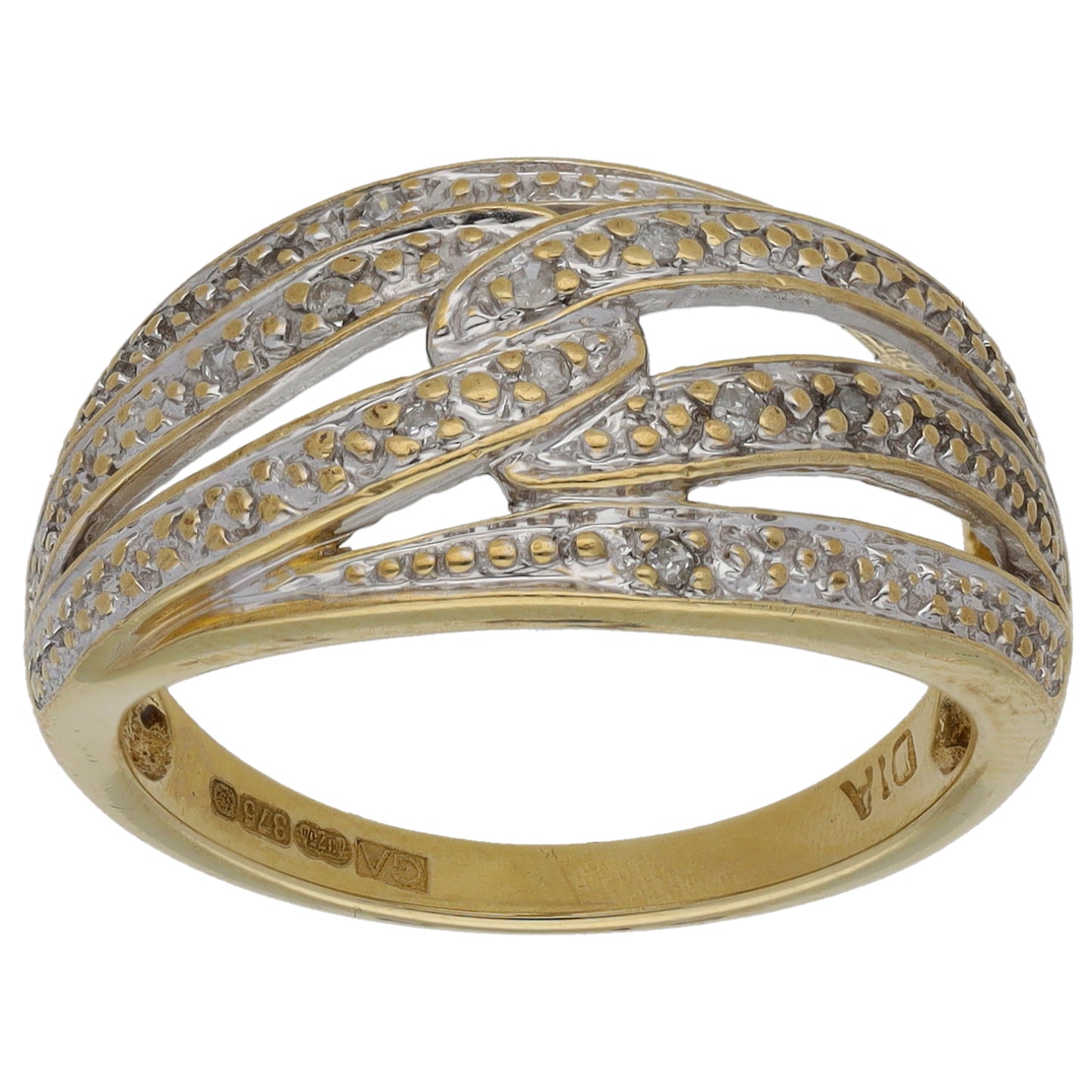 9ct Gold 0.10ct Diamond Dress/Cocktail Ring Size M