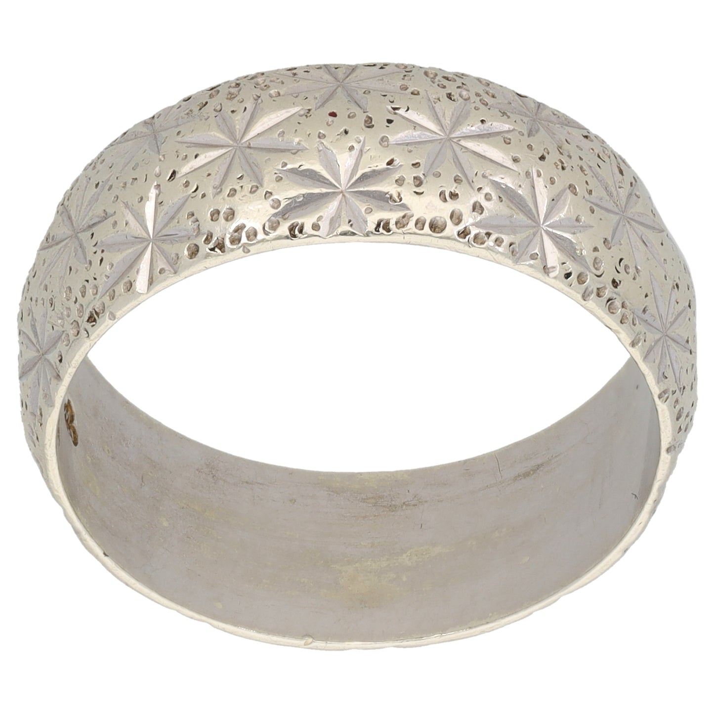 9ct White Gold Patterned Wedding Ring Size T