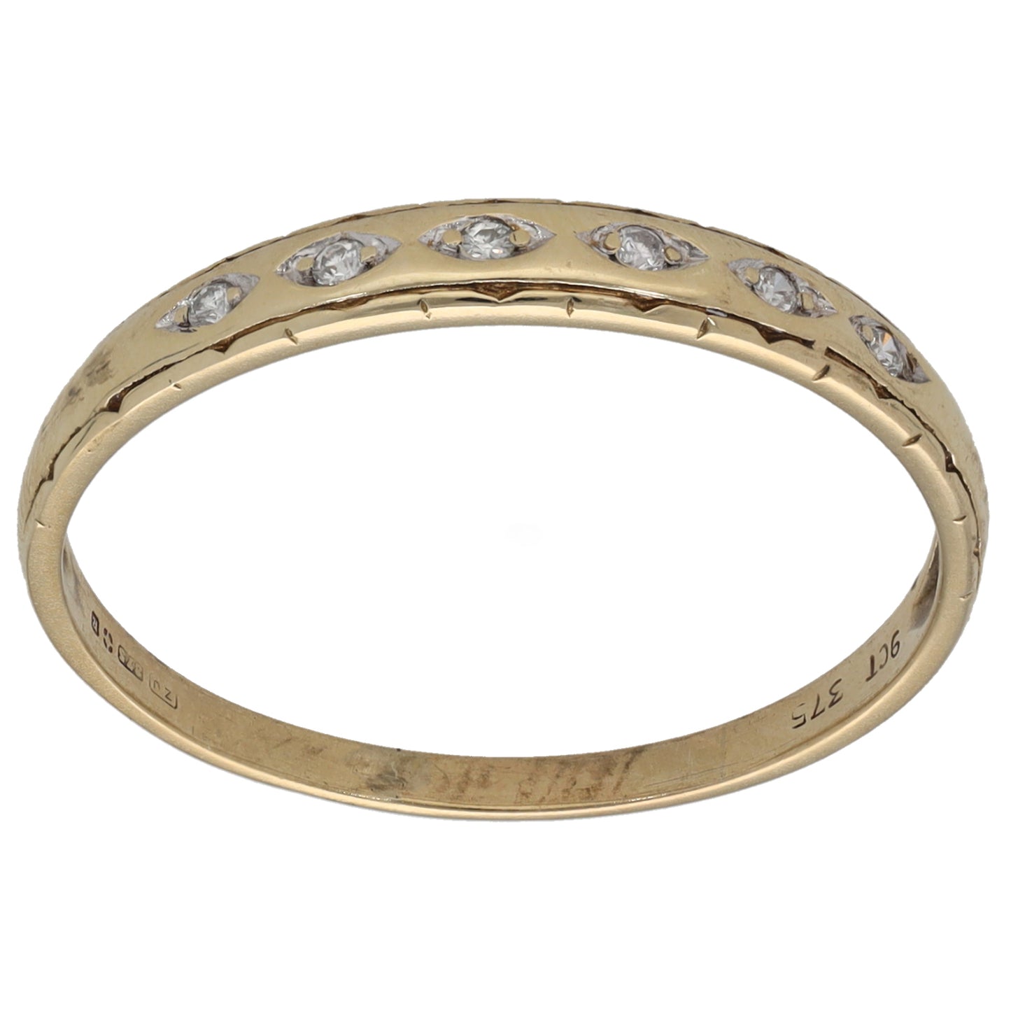 9ct Gold 0.03ct Diamond Half Eternity Ring Size S