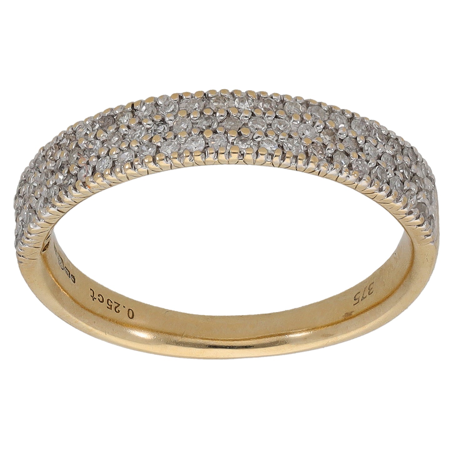 9ct Gold 0.25ct Diamond Half Eternity Ring Size L