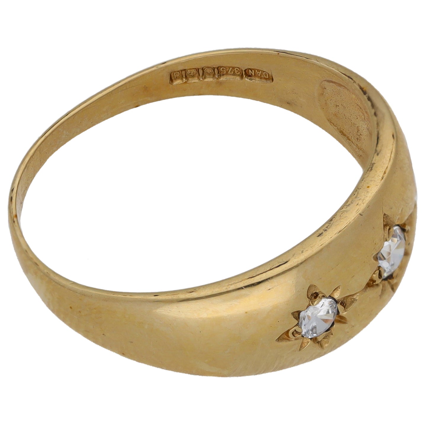 9ct Gold Cubic Zirconia Trilogy Ring Size S