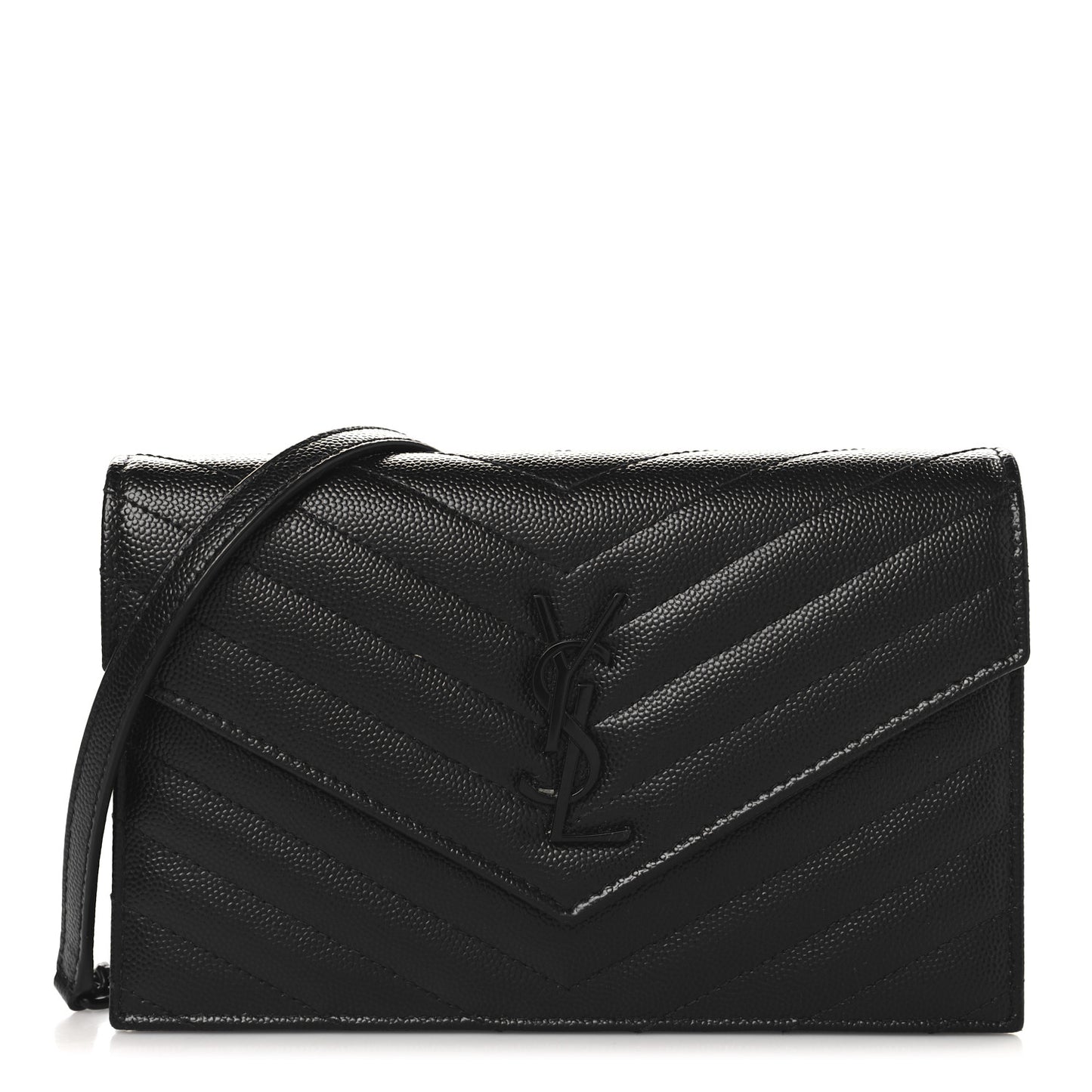 Yves Saint Laurent Grain De Poudre Matelasse Chevron Envelope Bag - Black