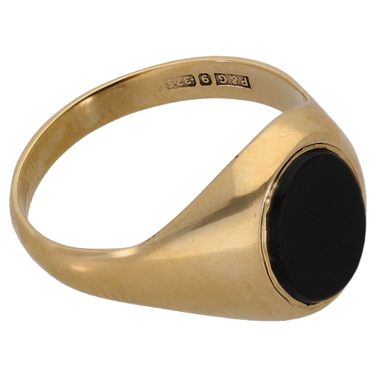 9ct Gold Onyx Single Stone Signet Ring Size O
