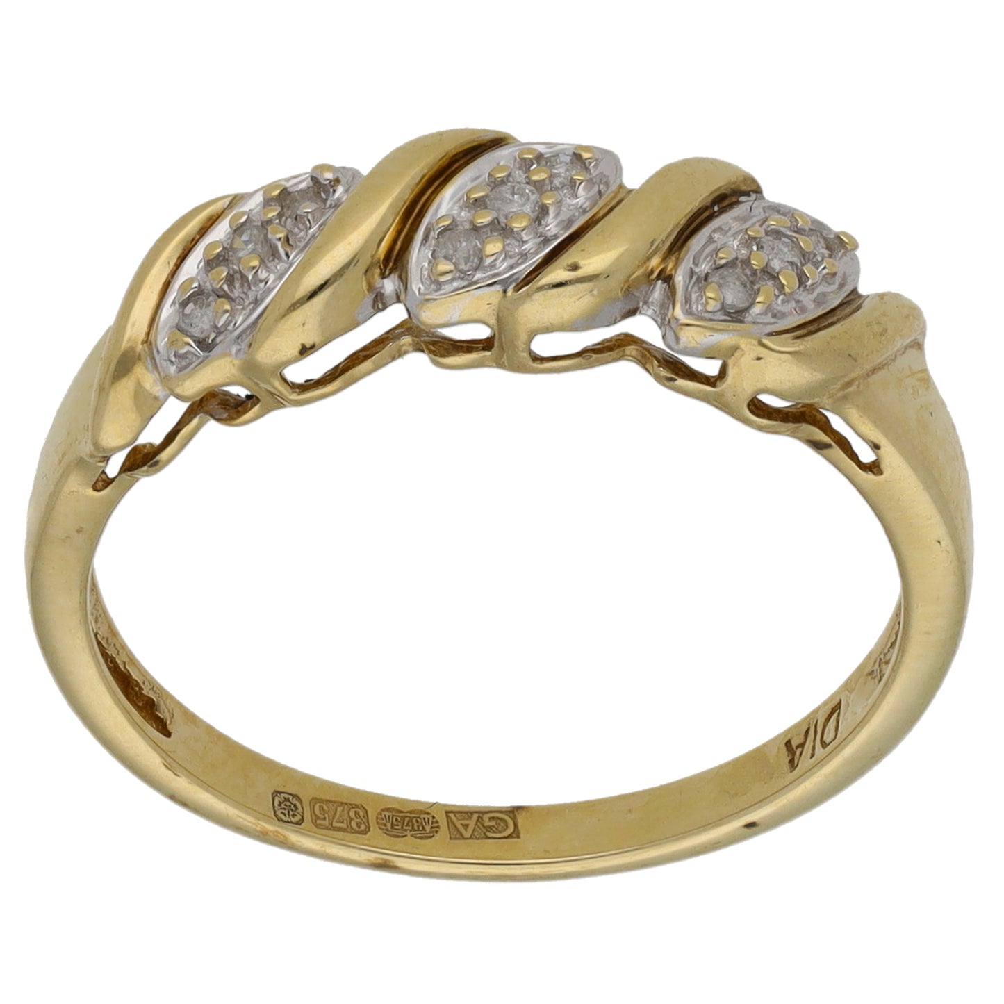 9ct Gold 0.045ct Diamond Half Eternity Ring Size M
