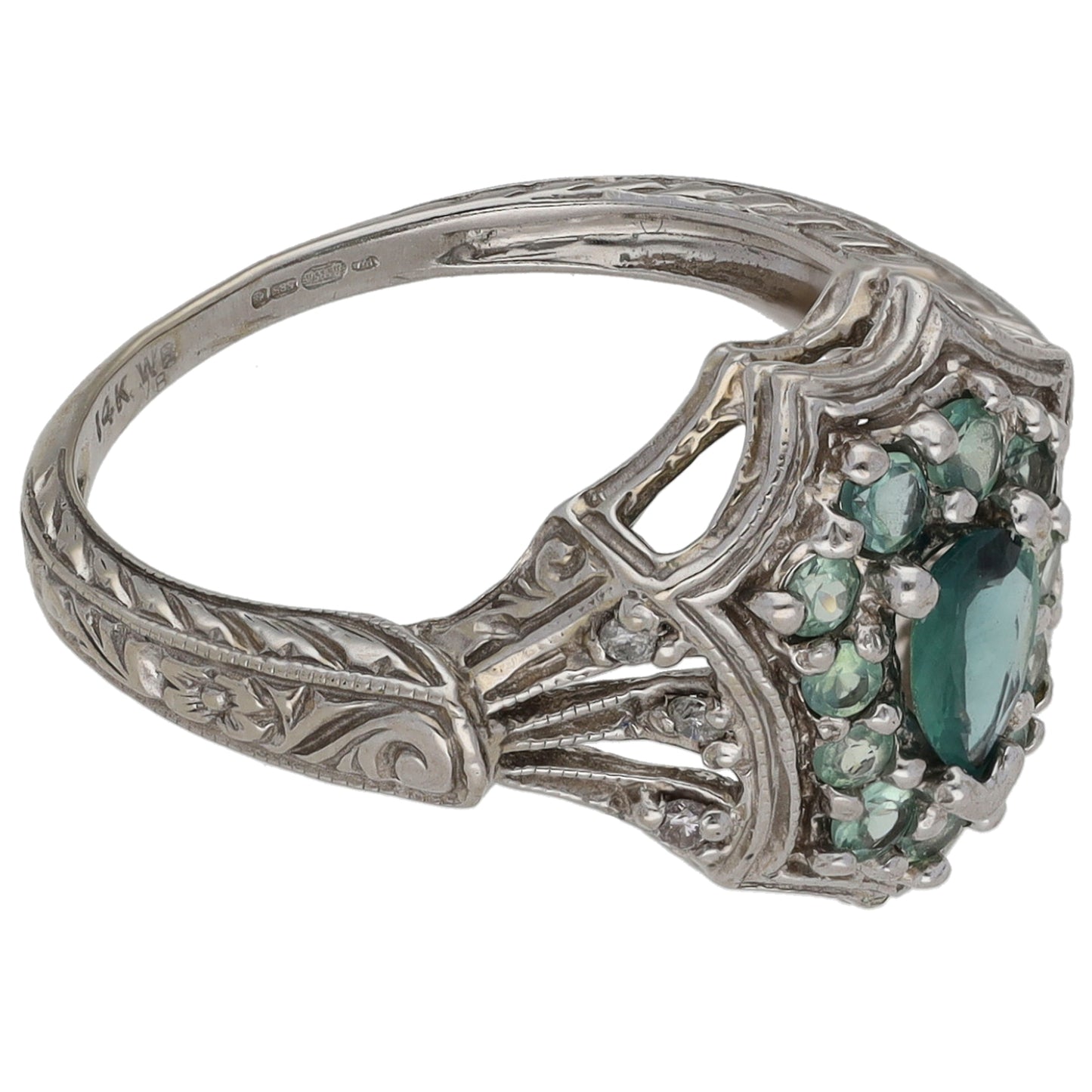 14ct White Gold Chrysoberyl Dress/Cocktail Ring Size N