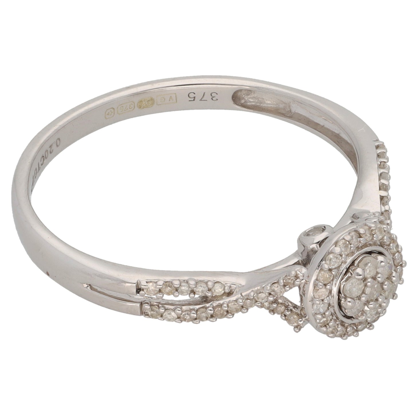 9ct White Gold 0.295ct Diamond Cluster Ring Size R