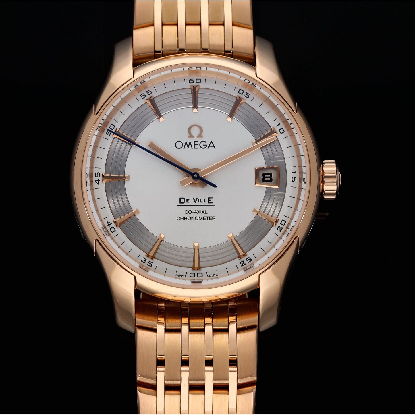 Omega De Ville Hour Vision 431.60.41.21.02.001 , white dial, rose gold, front image