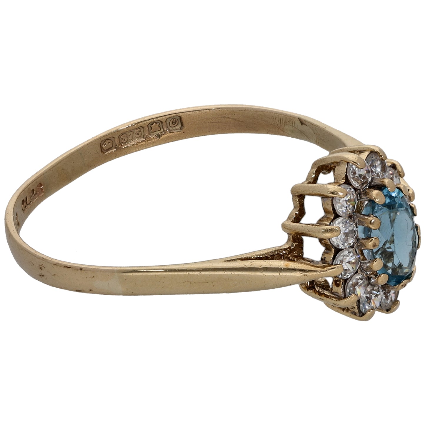 9ct Gold Topaz & Cubic Zirconia Dress/Cocktail Ring Size R