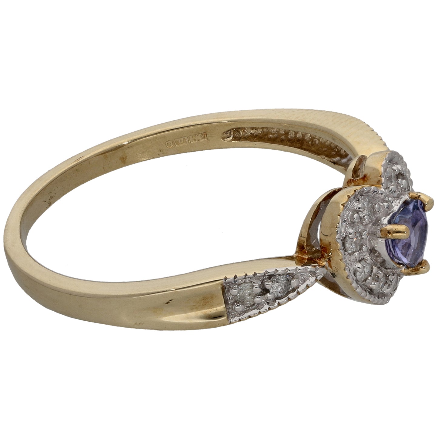 9ct Gold 0.13ct Diamond & Tanzanite Dress/Cocktail Ring Size V