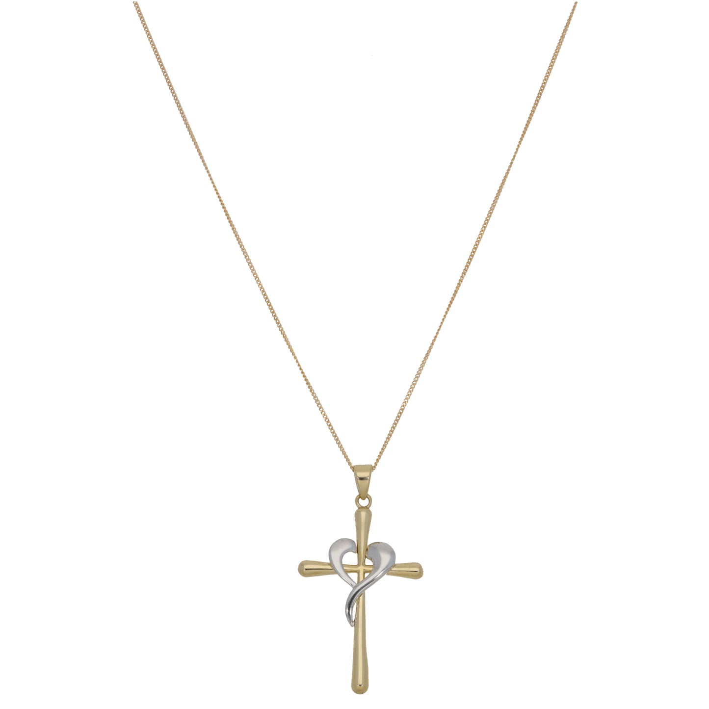 New 9ct Gold Cross Heat Pendant With Chain 18"