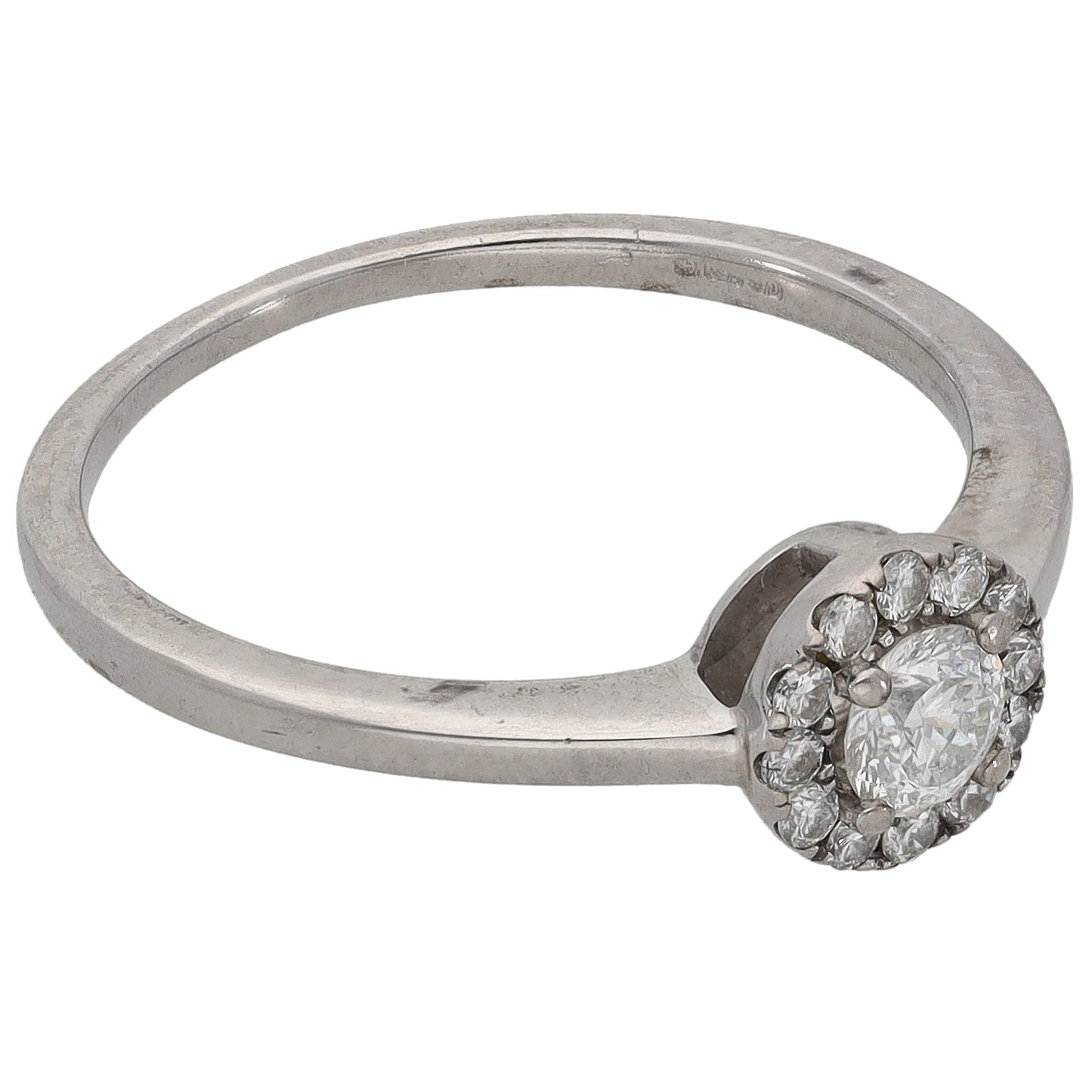 18ct White Gold 0.35ct Diamond Halo Ring Size M