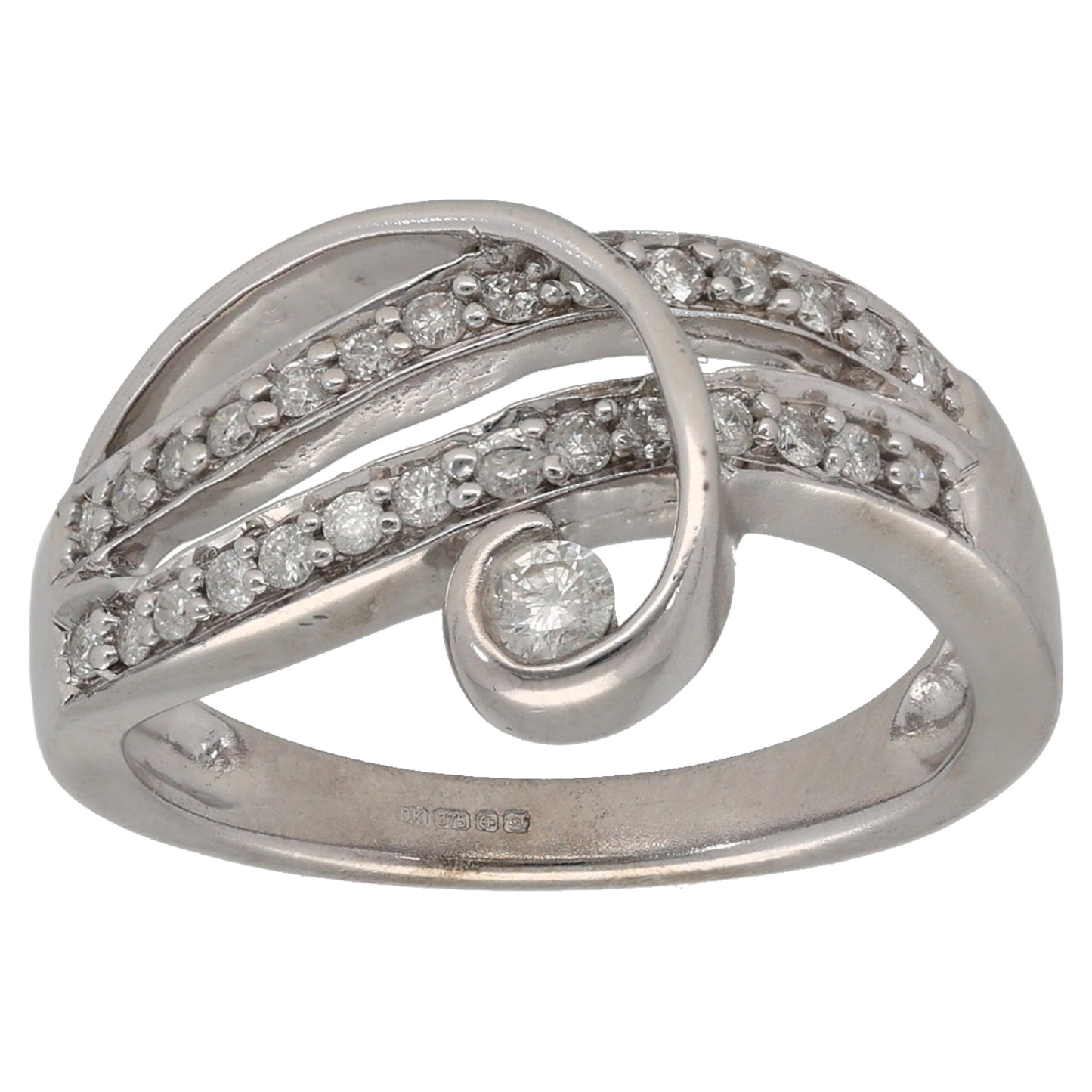 9ct White Gold 0.35ct Diamond Dress/Cocktail Ring Size N