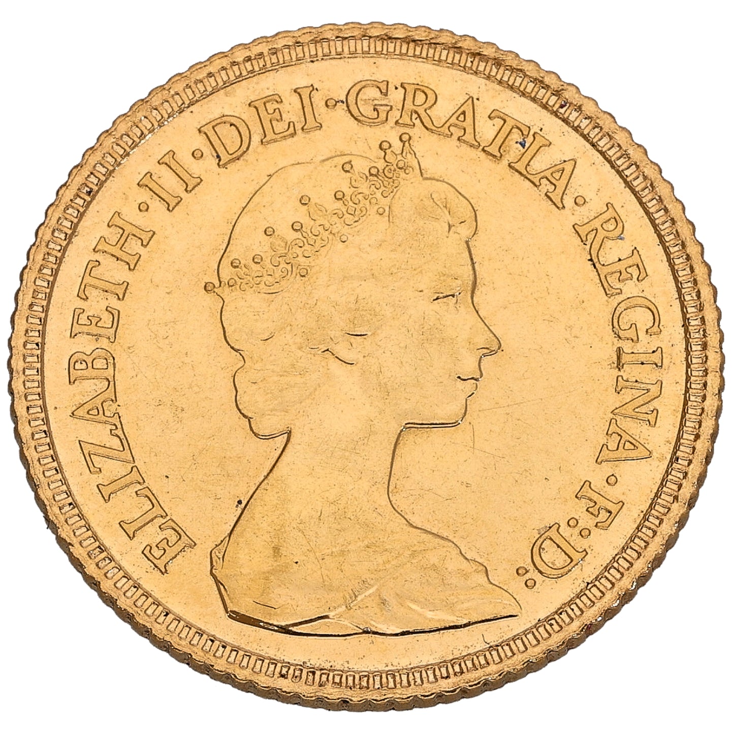 22ct Gold Queen Elizabeth II Half Sovereign Coin 1982