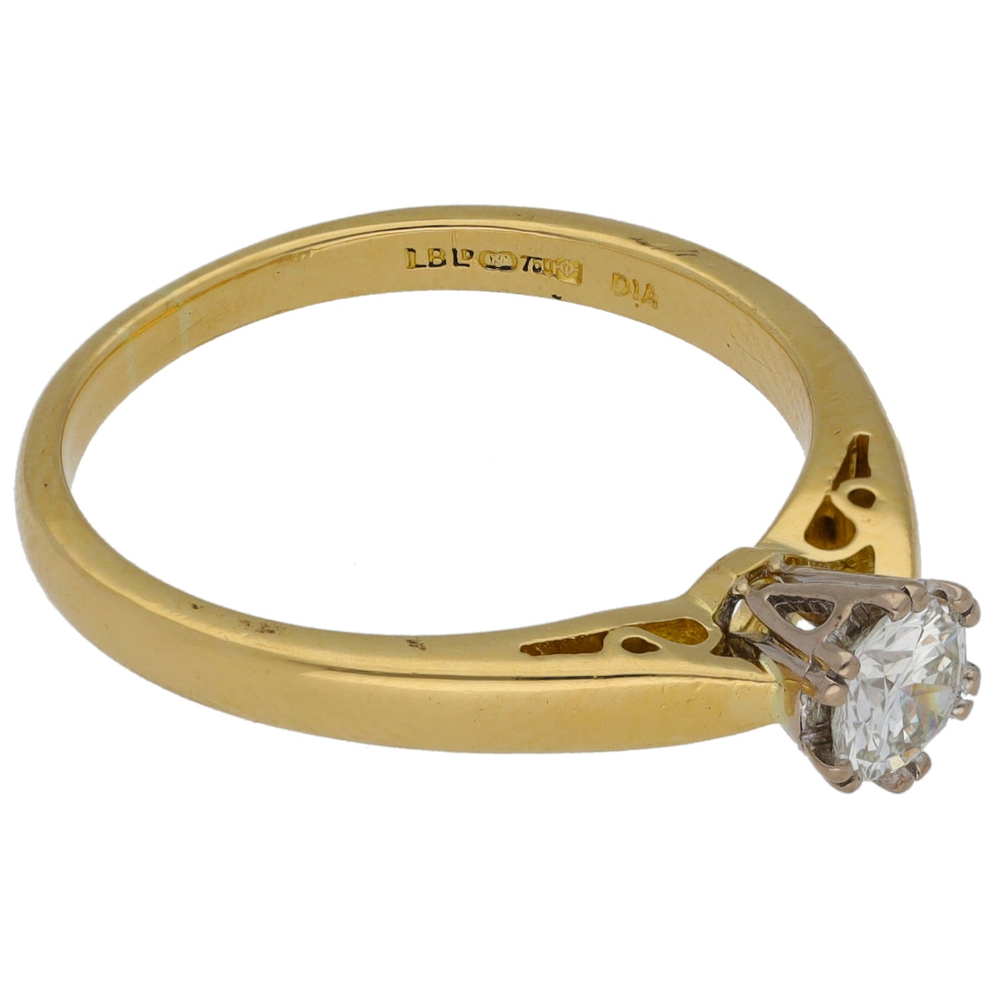 18ct Gold 0.34ct Diamond Solitaire Ring Size N