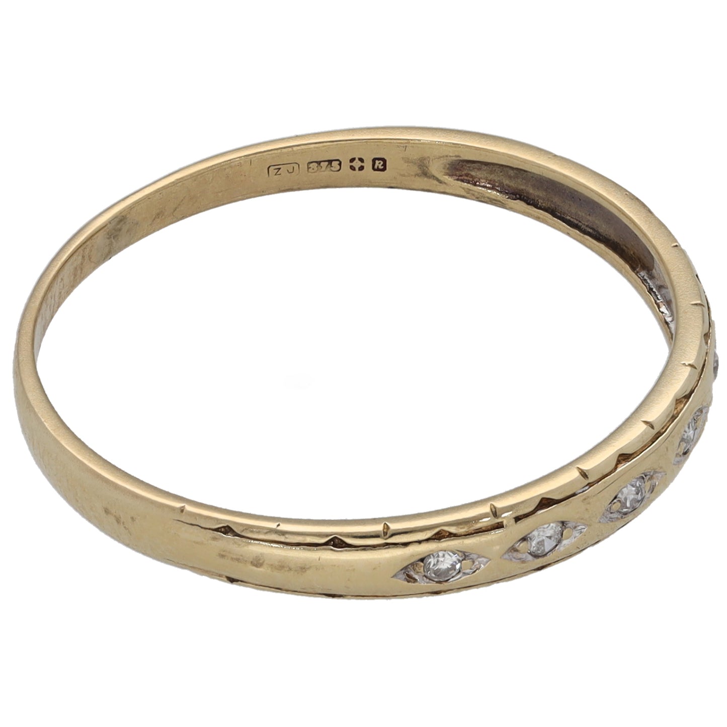 9ct Gold 0.03ct Diamond Half Eternity Ring Size S