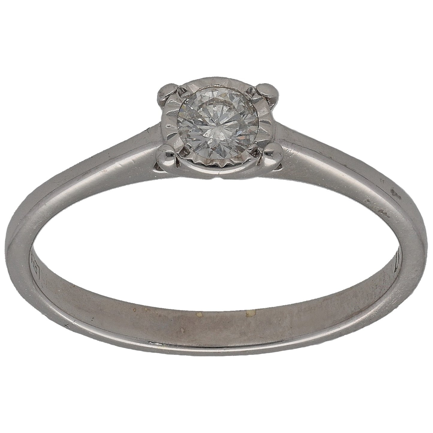 9ct White Gold 0.17ct Diamond Solitaire Ring Size M