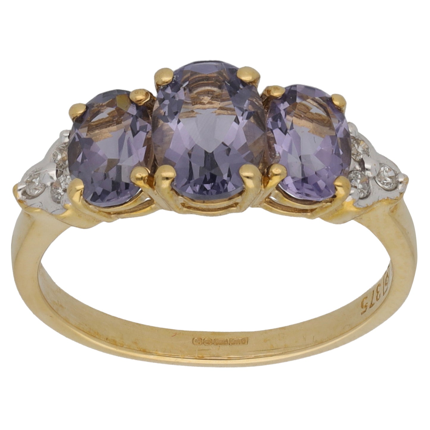 9ct Gold Treated Quartz & 0.06ct Diamond Dress/Cocktail Ring Size K