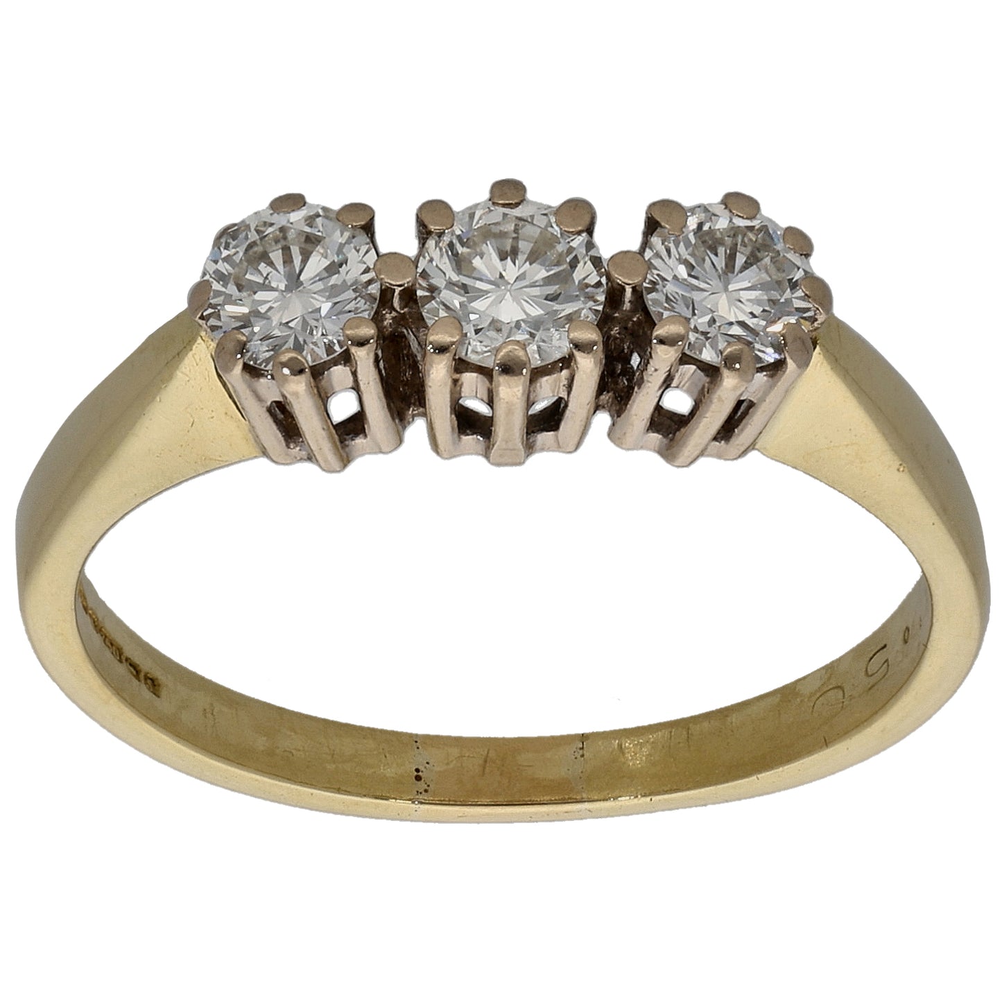 18ct Gold 0.50ct Diamond Trilogy Ring Size N