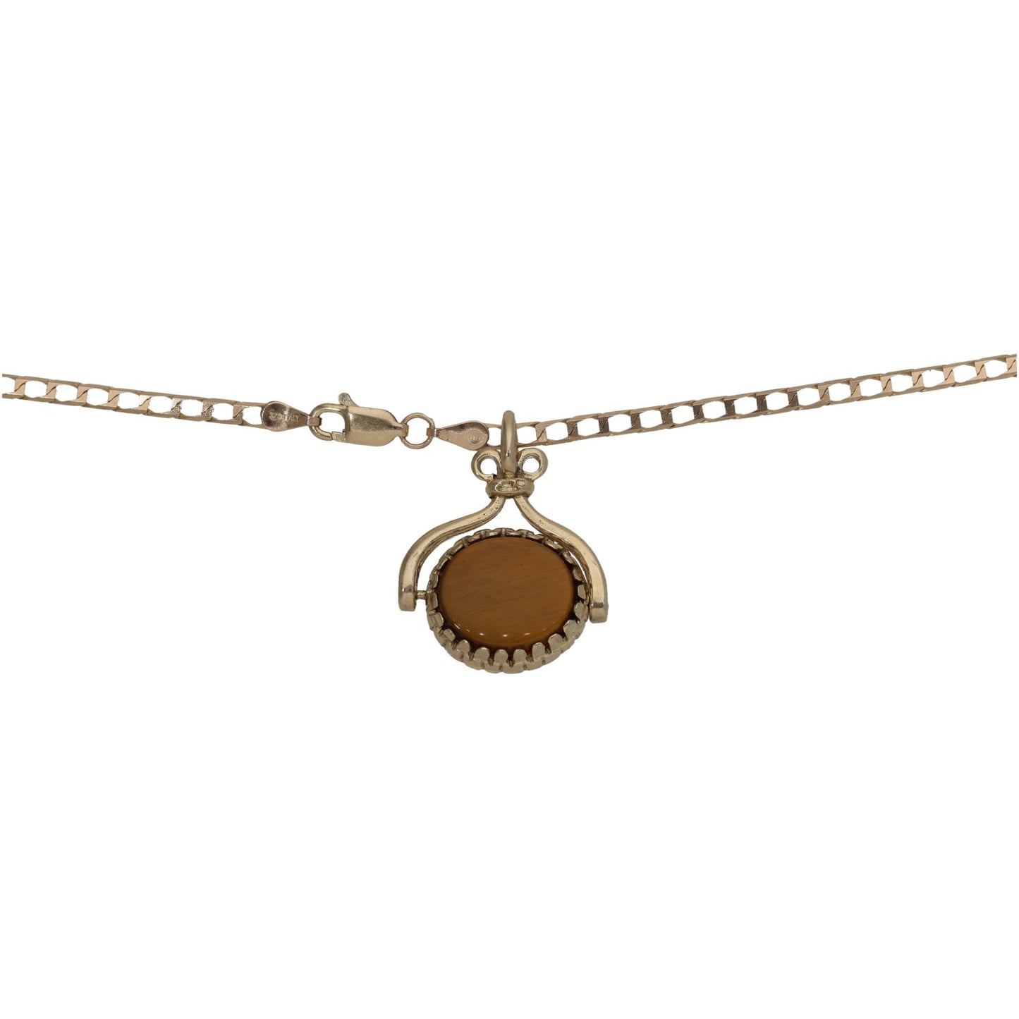 9ct Gold Tiger's Eye & Carnelian Fob Pendant