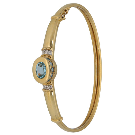 9ct Gold Topaz & 0.04ct Diamond Fancy Stone Set Bracelet