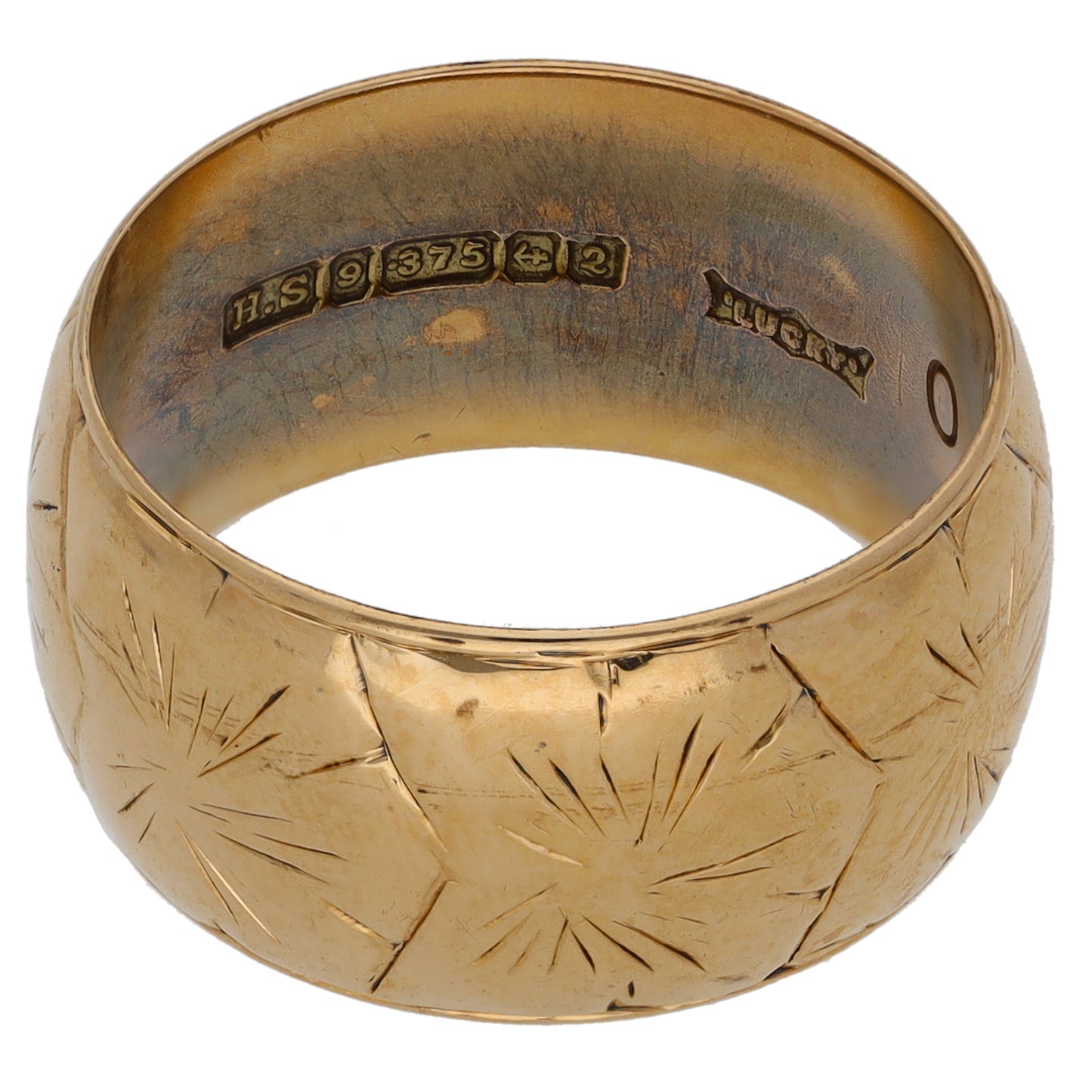 9ct Gold Patterned Wedding Ring Size O
