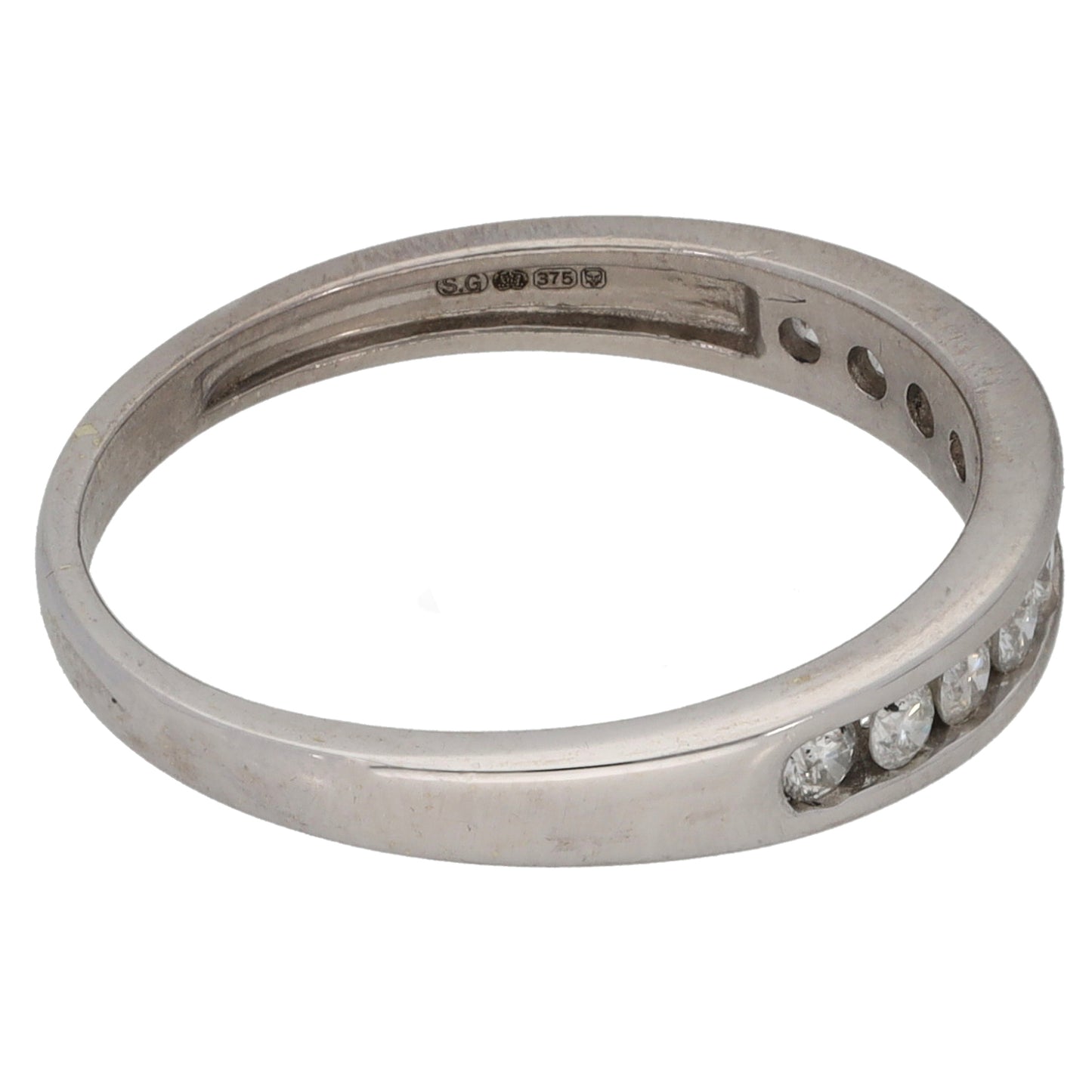 9ct White Gold 0.33ct Diamond Half Eternity Ring Size P