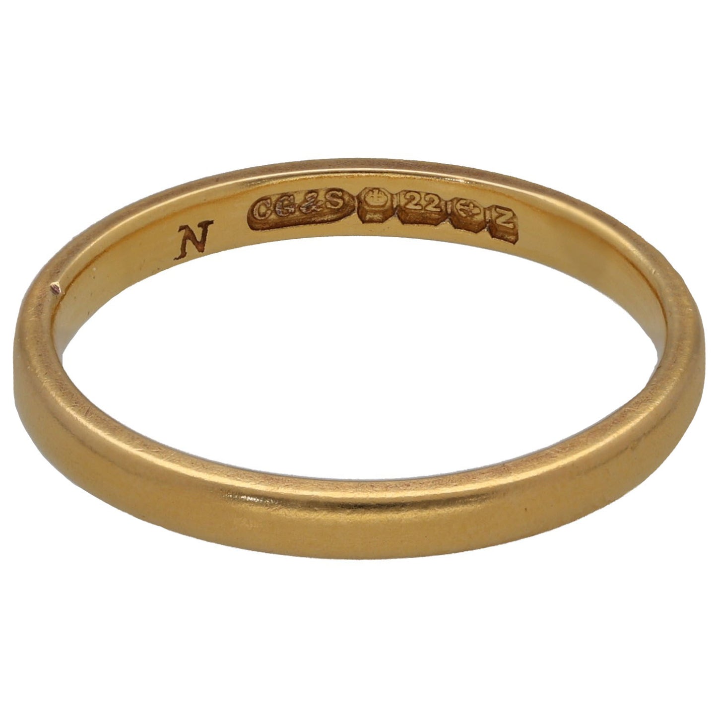 22ct Gold Plain Wedding Ring Size N