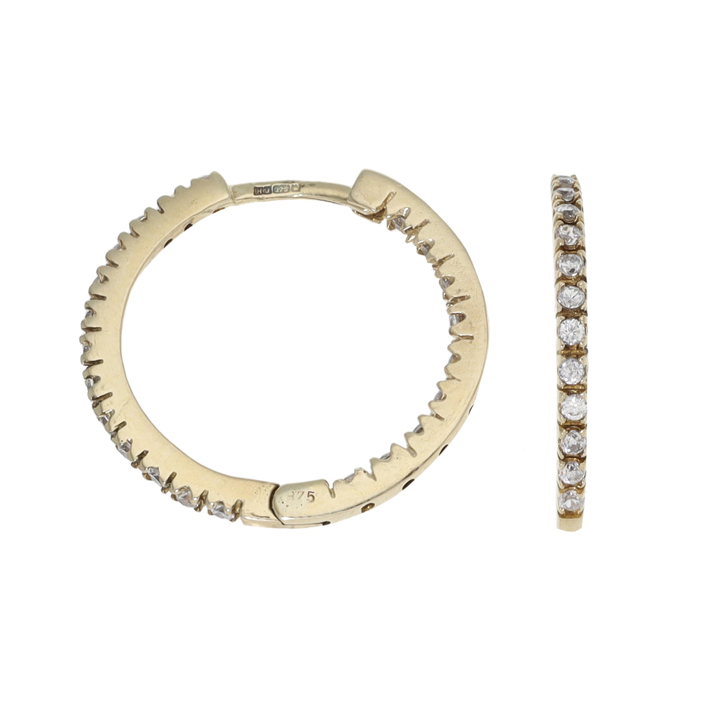 9ct Gold Cubic Zirconia Hoop Earrings