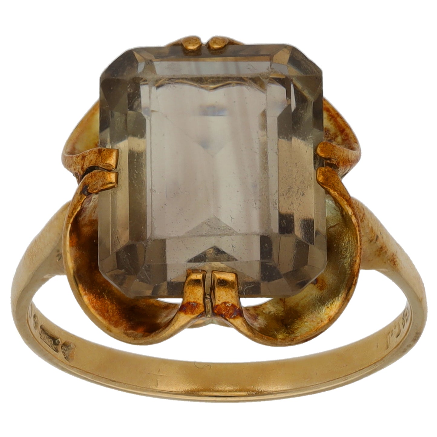 9ct Gold Smoky Quartz Single Stone Ring Size N