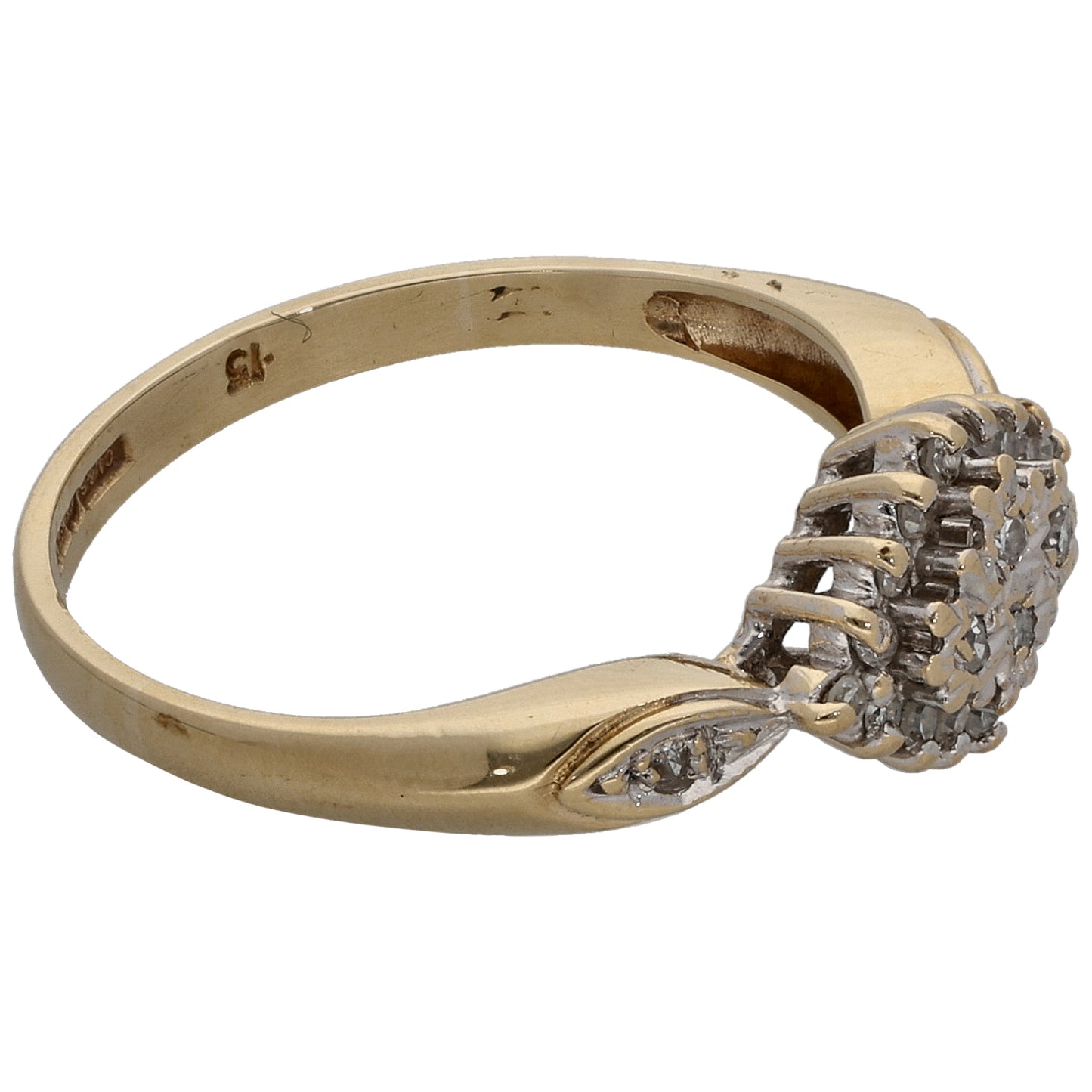 9ct Gold 0.15ct Diamond Cluster Ring Size M