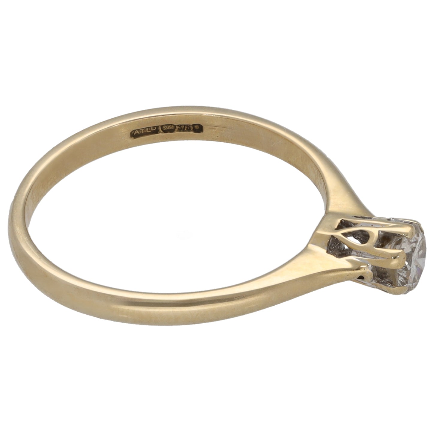 9ct Gold 0.25ct Diamond Solitaire Ring Size L