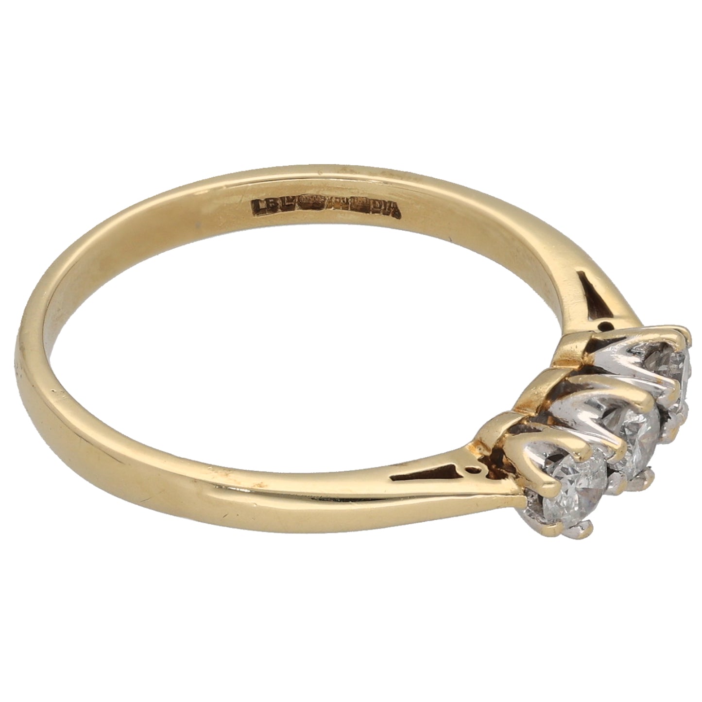 18ct Gold 0.30ct Diamond Trilogy Ring Size P