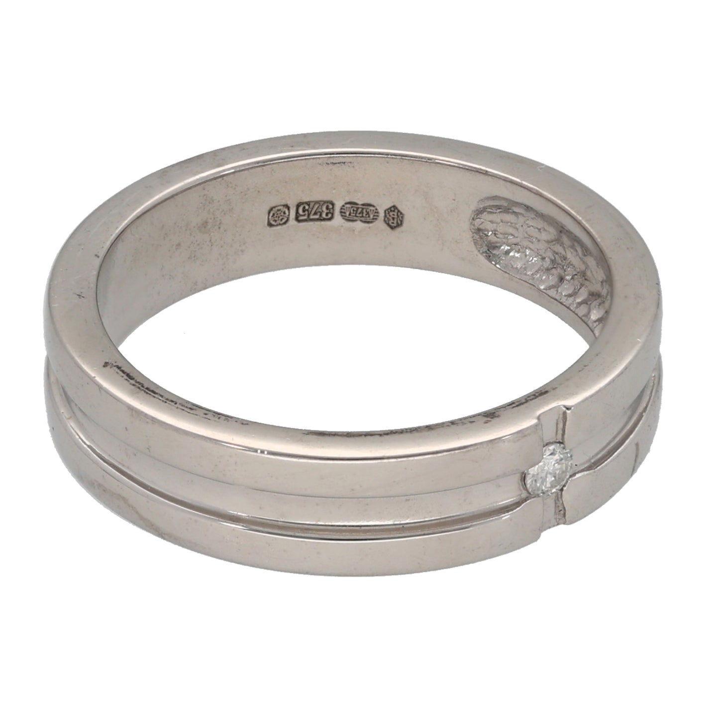 9ct White Gold 0.02ct Diamond Alternative Ring Size N