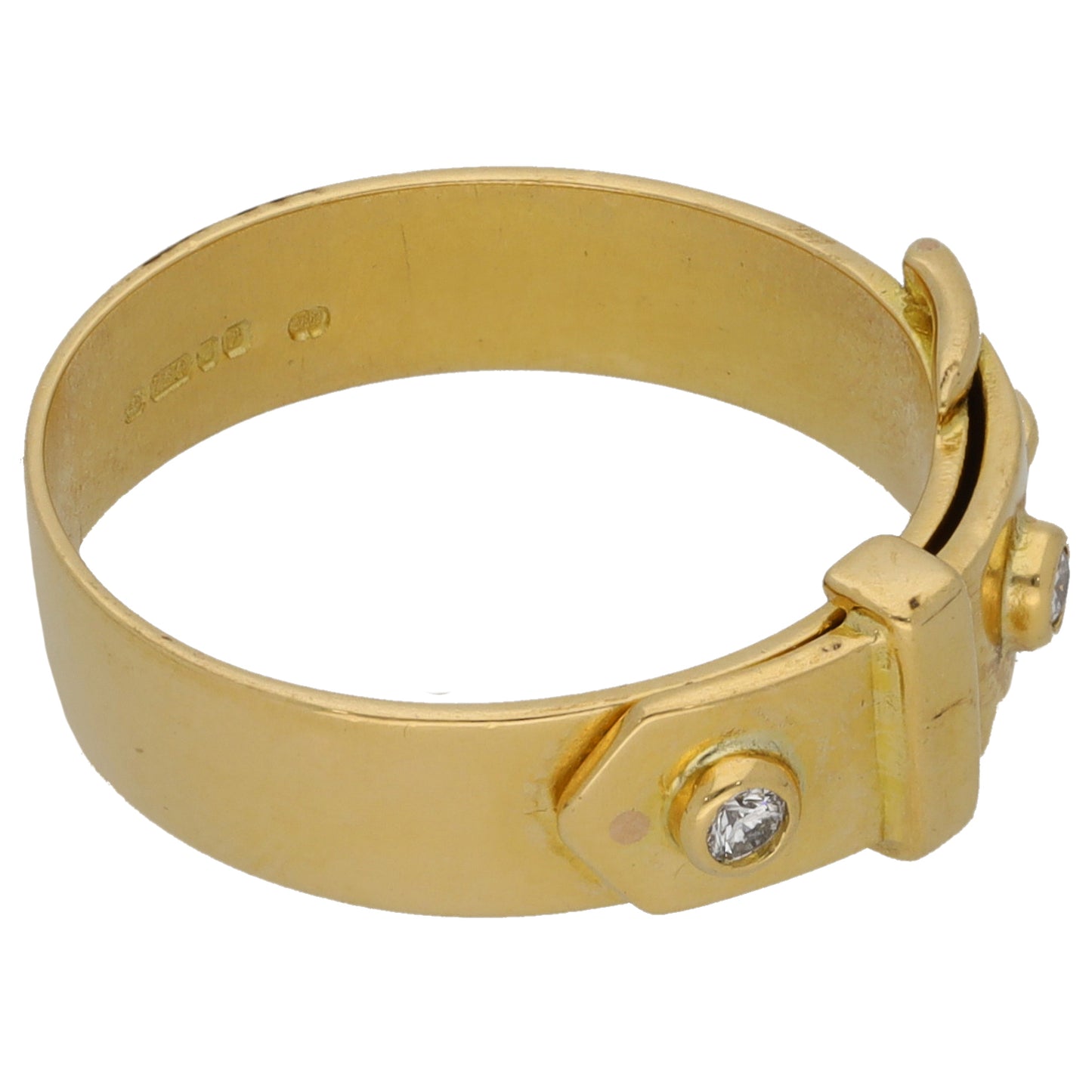 18ct Gold 0.06ct Diamond Buckle Ring Size M