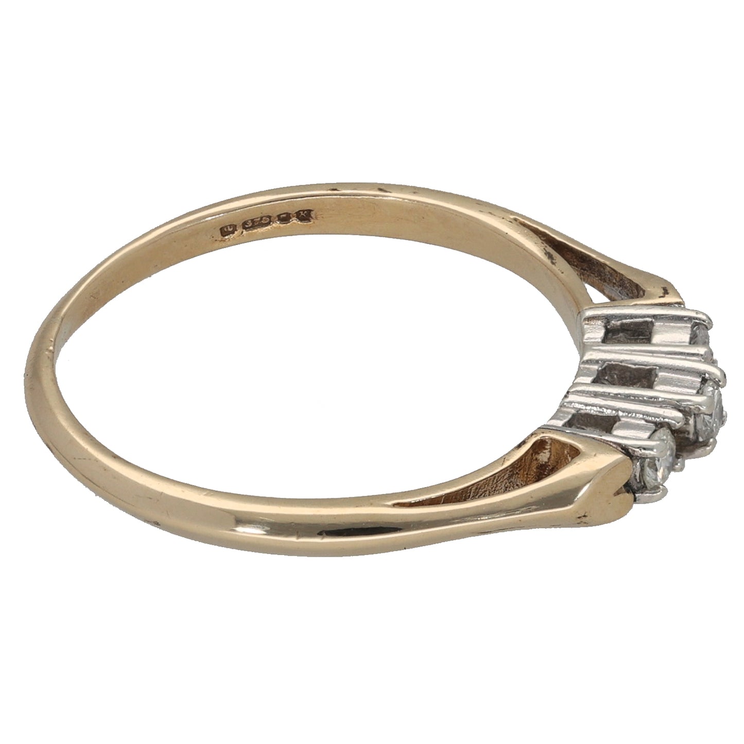 9ct Gold 0.12ct Diamond Trilogy Ring Size M
