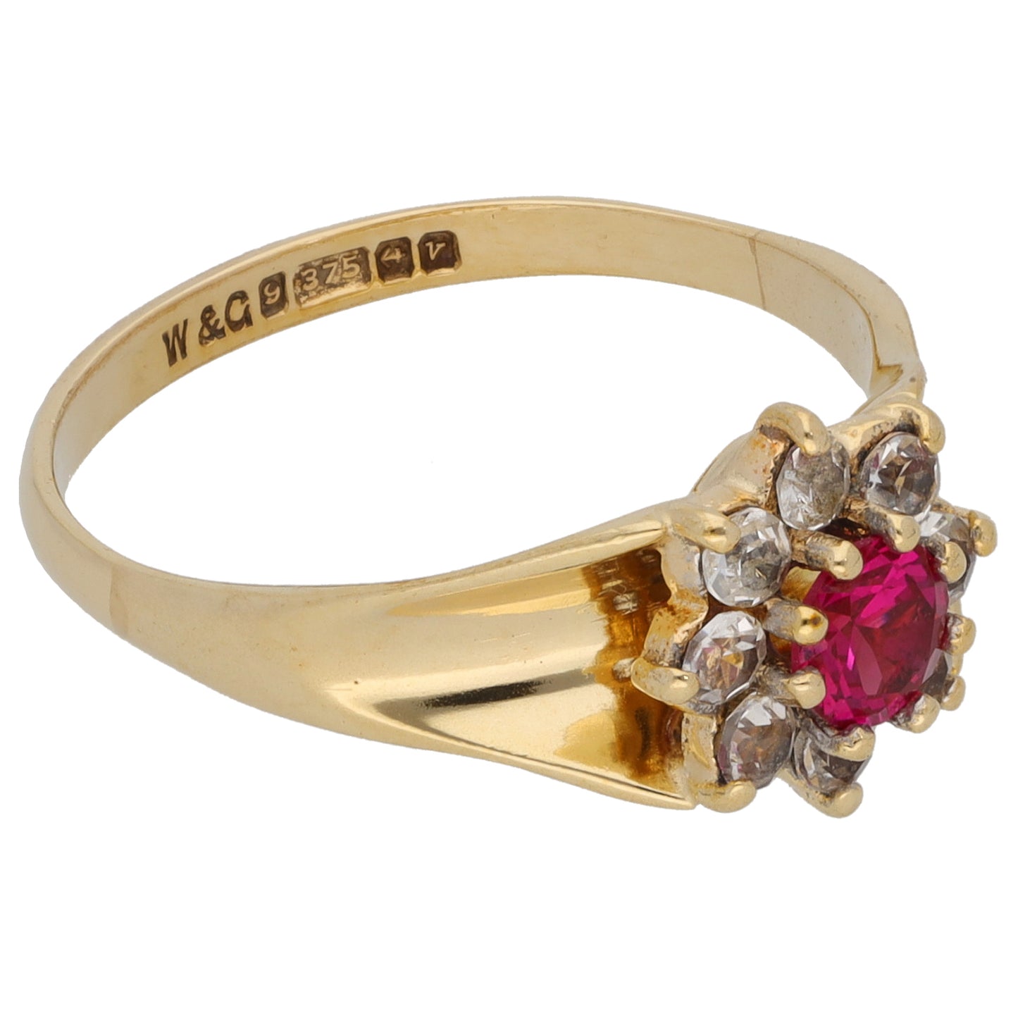 9ct Gold Imitation Gems Cluster Ring Size O