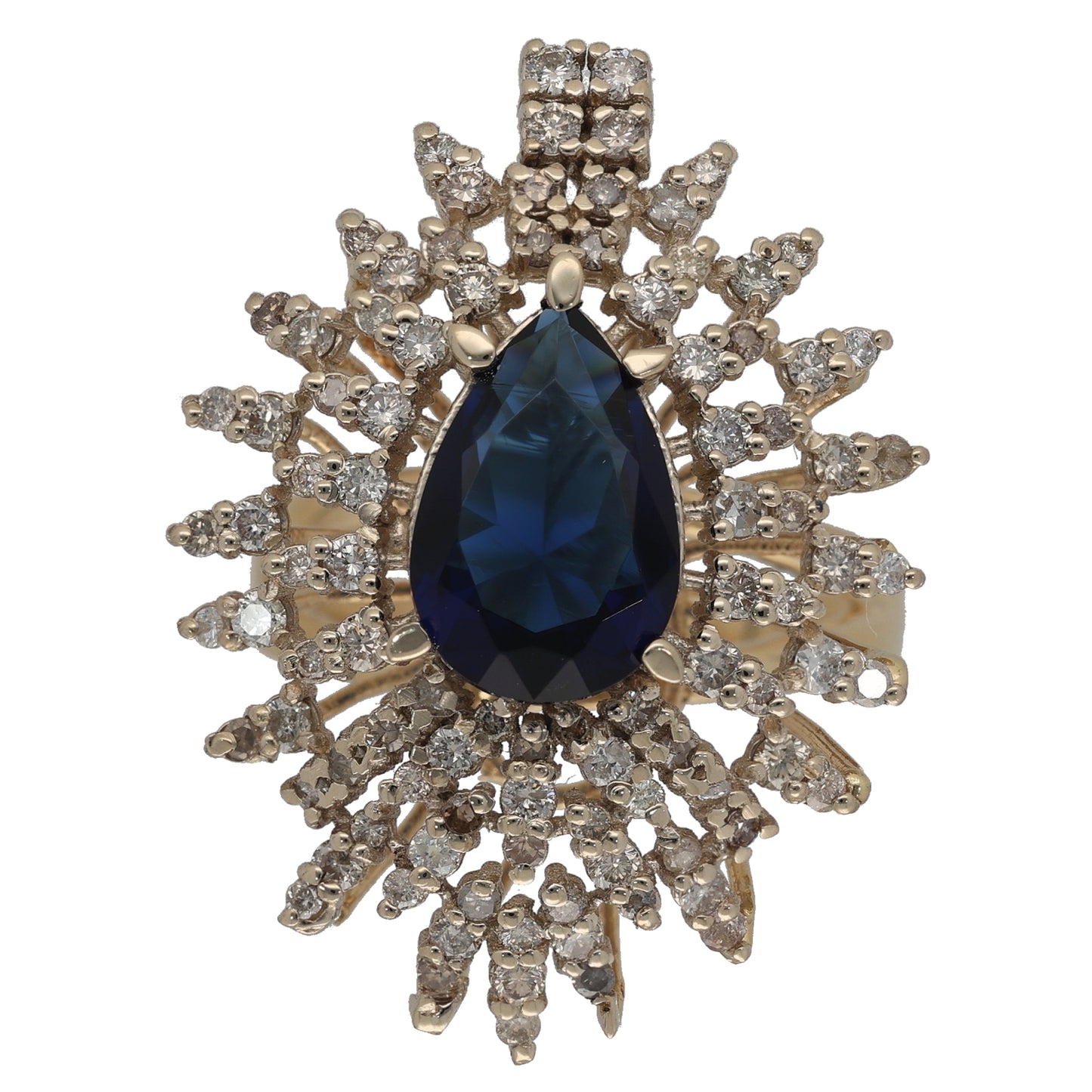 14ct Gold 1.35ct Diamond & Imitation Dress/Cocktail Ring Size R