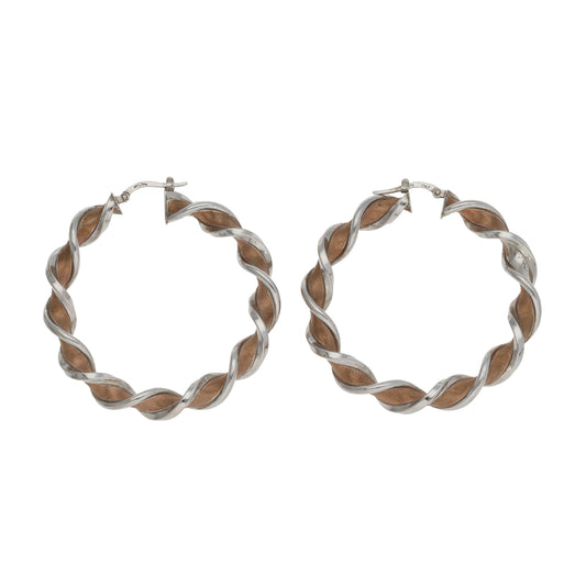 9ct Bi-Colour Gold Hoop Earrings